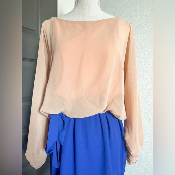 Lush Cold Shoulder Sheer Long Sleeve Dress, Size L - Picture 2 of 12